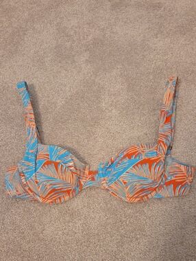 Vetchy Tropical Palm Underwire Bikini Top - Orange & Blue M
